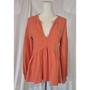 Anthropologie Pilcro Orange Textured 100% Cotton Peplum Top XXS